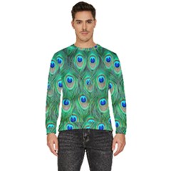 Feather, Bird, Pattern, Peacock, Texture Men s Fleece Sweatshirt