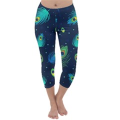 Feather, Bird, Pattern, Capri Winter Leggings 