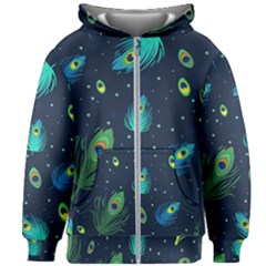 Feather, Bird, Pattern, Kids  Zipper Hoodie Without Drawstring