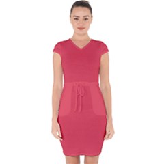 Pink, Color, Background, Monochromic, Minimalism Capsleeve Drawstring Dress 