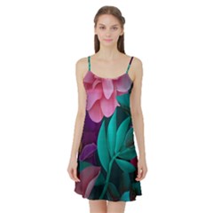 Flowers, Mate, Pink, Purple, Stock Wall Satin Night Slip