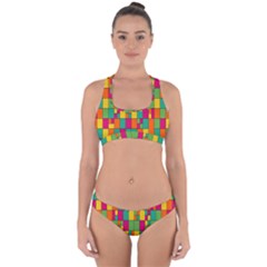 Abstract-background Cross Back Hipster Bikini Set