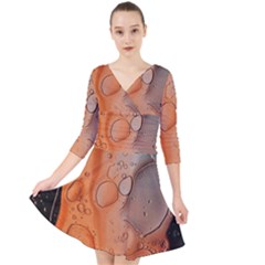 Water Screen Quarter Sleeve Front Wrap Dress