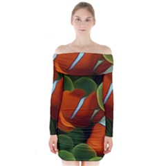Fish Long Sleeve Off Shoulder Dress