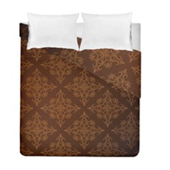 Brown Floral Pattern Floral Vintage Pattern, Brown Vintage Duvet Cover Double Side (full/ Double Size)