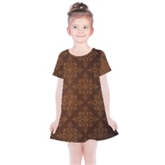 Brown Floral Pattern Floral Vintage Pattern, Brown Vintage Kids  Simple Cotton Dress