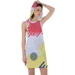 Red White Blue Retro Background, Retro Abstraction, Colored Retro Background Racer Back Hoodie Dress