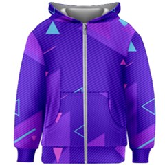 Purple Geometric Abstraction, Purple Neon Background Kids  Zipper Hoodie Without Drawstring