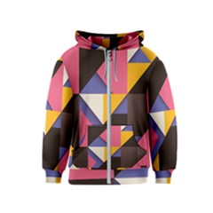 Retro Colorful Background, Geometric Abstraction Kids  Zipper Hoodie