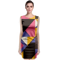 Retro Colorful Background, Geometric Abstraction Classic Sleeveless Midi Dress