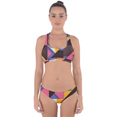 Retro Colorful Background, Geometric Abstraction Cross Back Hipster Bikini Set by nateshop