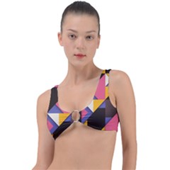Retro Colorful Background, Geometric Abstraction Ring Detail Bikini Top