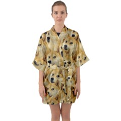 Doge, Memes, Pattern Half Sleeve Satin Kimono 