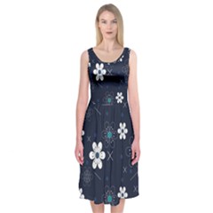 Flowers Pattern , Pattern, Flowers, Texture Midi Sleeveless Dress