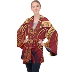 Holiday, Chinese New Year, Year Of The Tiger Long Sleeve Velvet Kimono 