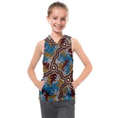 Authentic Aboriginal Art - Wetland Dreaming Kids  Sleeveless Hoodie by hogartharts