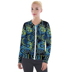 Authentic Aboriginal Art - Circles (paisley Art) Velvet Zip Up Jacket by hogartharts