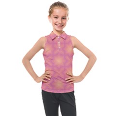 Fuzzy Peach Aurora Pink Stars Kids  Sleeveless Polo T-shirt