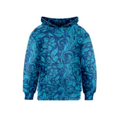 Blue Floral Pattern Texture, Floral Ornaments Texture Kids  Pullover Hoodie