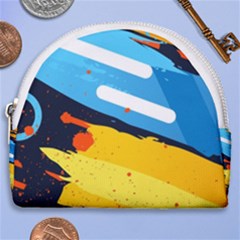 Colorful Paint Strokes Horseshoe Style Canvas Pouch