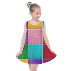 Colorful Squares, Abstract, Art, Background Kids  Summer Dress