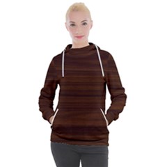 Dark Brown Wood Texture, Cherry Wood Texture, Wooden Women s Hooded Pullover