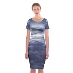 Majestic Clouds Landscape Classic Short Sleeve Midi Dress by dflcprintsclothing