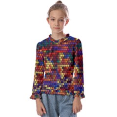 Flower Retro Funky Psychedelic Kids  Frill Detail T-shirt