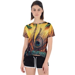 City Light Sky Landmark Painting Open Back Sport T-shirt by Cemarart