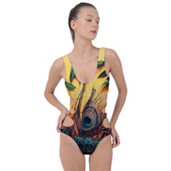 Art Paint Landscape Mountain Side Cut Out Swimsuit