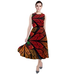 Fractals, Floral Ornaments, Rings Round Neck Boho Dress
