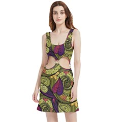 Green Paisley Background, Artwork, Paisley Patterns Velour Cutout Dress