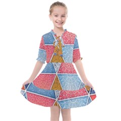 Texture With Triangles Kids  All Frills Chiffon Dress