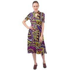 Violet Paisley Background, Paisley Patterns, Floral Patterns Keyhole Neckline Chiffon Dress