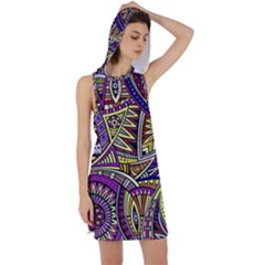 Violet Paisley Background, Paisley Patterns, Floral Patterns Racer Back Hoodie Dress