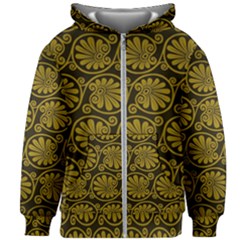 Yellow Floral Pattern Floral Greek Ornaments Kids  Zipper Hoodie Without Drawstring by nateshop