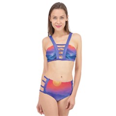 Valley Night Mountains Cage Up Bikini Set by Cemarart