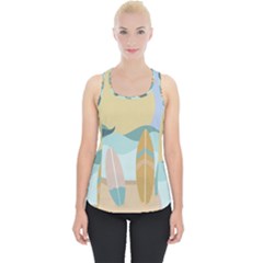 Beach Sea Surfboards Water Sand Drawing  Boho Bohemian Nature Piece Up Tank Top by Grandong