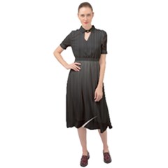 S Black Fingerprint, Black, Edge Keyhole Neckline Chiffon Dress