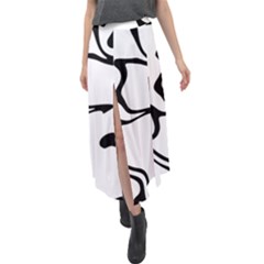 Black And White Swirl Background Velour Split Maxi Skirt by Cemarart