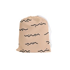 Lines Dots Pattern Abstract Drawstring Pouch (medium) by Cemarart