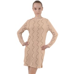 Lines Pattern Wiggly Minimal Print Long Sleeve Hoodie Dress by Cemarart