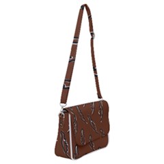 Feather Leaf Pattern Print Shoulder Bag With Back Zipper