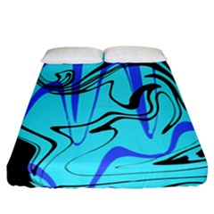 Mint Background Swirl Blue Black Fitted Sheet (california King Size) by Cemarart
