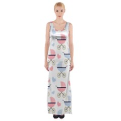Pattern Stroller Carriage Texture Thigh Split Maxi Dress by Grandong
