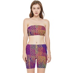 Building Architecture City Facade Stretch Shorts And Tube Top Set