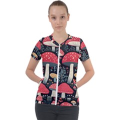 Mushrooms Psychedelic Short Sleeve Zip Up Jacket