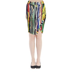 Abstract Trees Colorful Artwork Woods Forest Nature Artistic Midi Wrap Pencil Skirt by Grandong