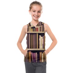 Books Bookshelves Office Fantasy Background Artwork Book Cover Apothecary Book Nook Literature Libra Kids  Sleeveless Hoodie by Grandong