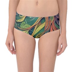 Outdoors Night Setting Scene Forest Woods Light Moonlight Nature Wilderness Leaves Branches Abstract Mid-waist Bikini Bottoms by Grandong